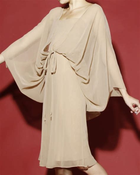 Vintage 1970 S Travilla Nude Chiffon Cocoon Dress At 1stDibs