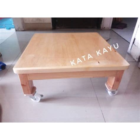 meja roda kayu custom shopee indonesia