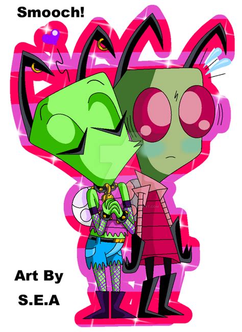 Invader Zim A Cheek Kiss For Zim By Skunkynoid On Deviantart