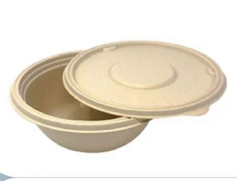 Chuk Brown Ml Bagasse Container With Lid For Event And Party