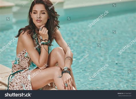 Beautiful Woman Elegant Dress Sexy Brunette Stock Photo 671847607 Shutterstock