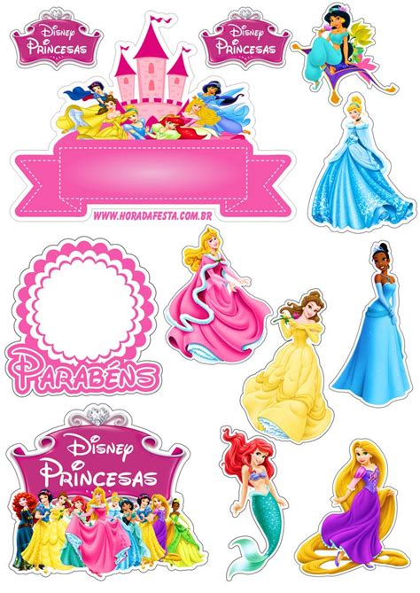 Topo de bolo Princesas disney decoração de festa png Tema pesta ulang