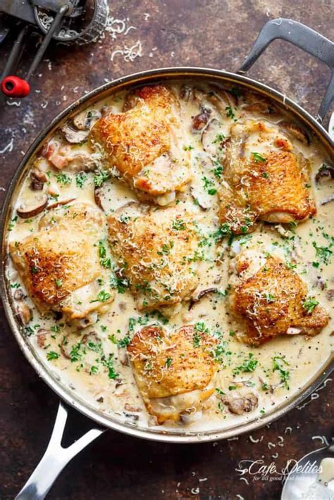 Creamy Parmesan Herb Mushroom Chicken No Cream Option Cafe Delites