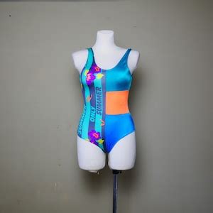 Vintage SPORT Swimsuit 1980s Bikini Onepiece Bathing Suit Low Cut Back Etsy