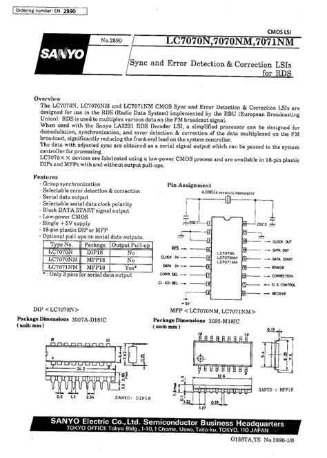 LC7070NM LSI Datasheet PDF Distributor Stock And Price