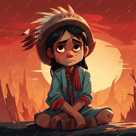 Premium AI Image | The Lonely Journey of a Native American Child A