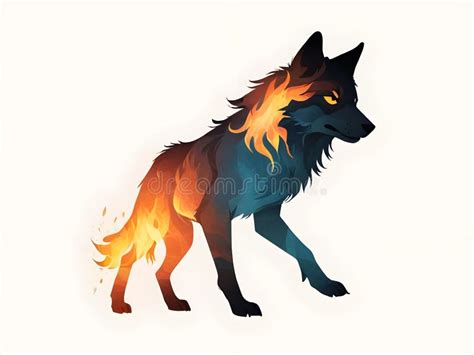 So Cute Adorable Wolf in Fire Stock Illustration - Illustration of ...