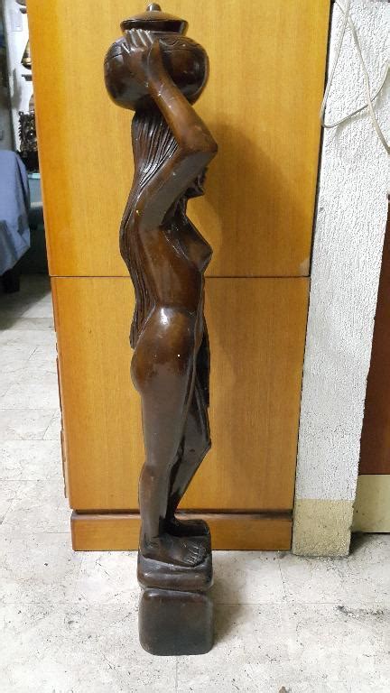 Wooden Native Nude Lady Woman Girl Statue Sculpture Carving Decor Display Hobbies Toys