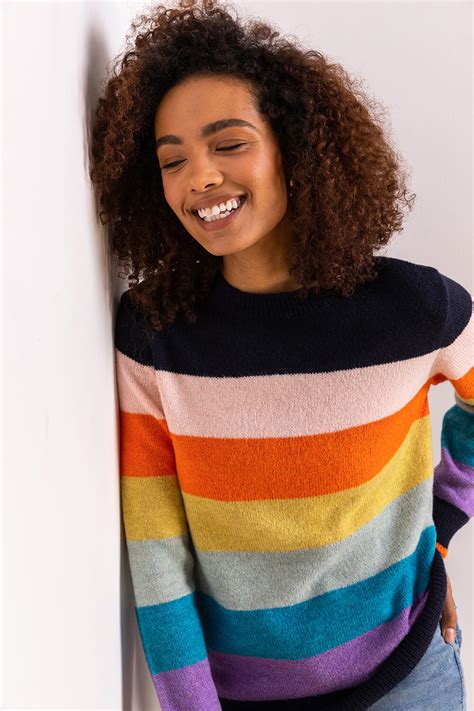 Rainbow Stripe Longline Jumper In Multi Roman Originals Uk