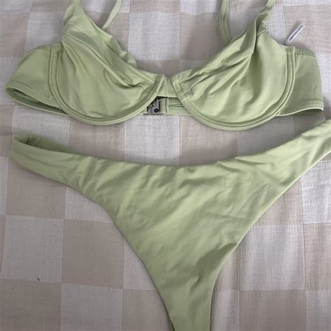 Subtitled Green Bikini Hardly Worn Size S RRP Depop