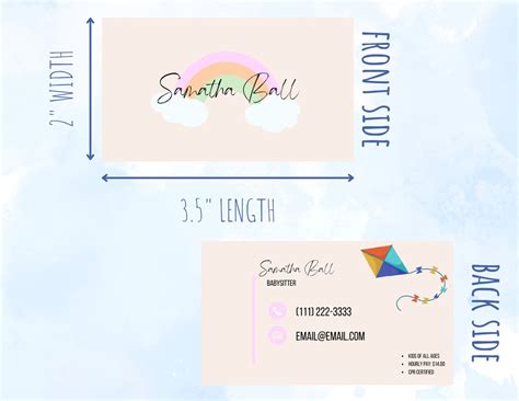 Babysitter Business Card Etsy