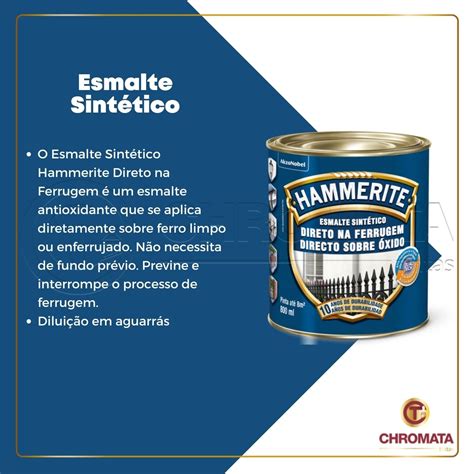 Hammerite Esmalte Sintético Direto na Ferrugem 800ml Chromata Tintas