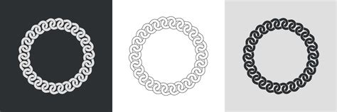 Chain Round Frames Set Of Circle Border Chains Silhouette Line Art