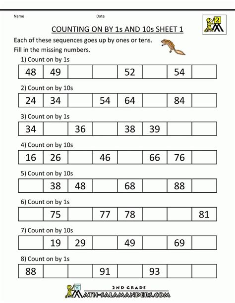 Number Patterns Worksheets 3rd Grade — Db