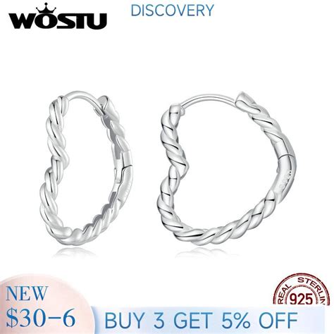 Wostu Sterling Silver Cora O Do Vintage Torcido Hoop Brincos