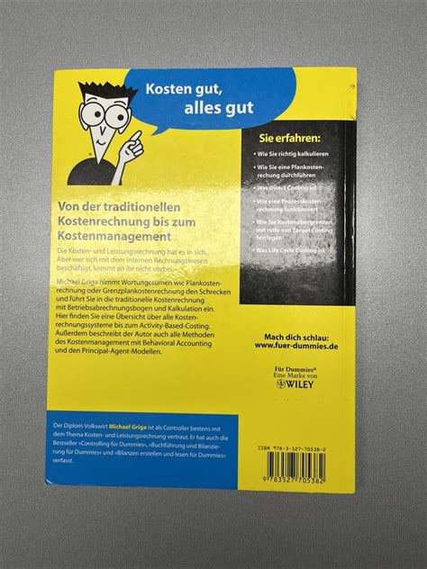 Kosten und Leistungsrechnung für Dummies Fur Dummies Buch