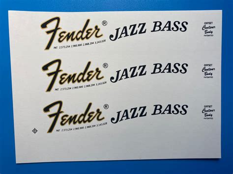 Fender Jazz Bass Guitar Decals - Etsy