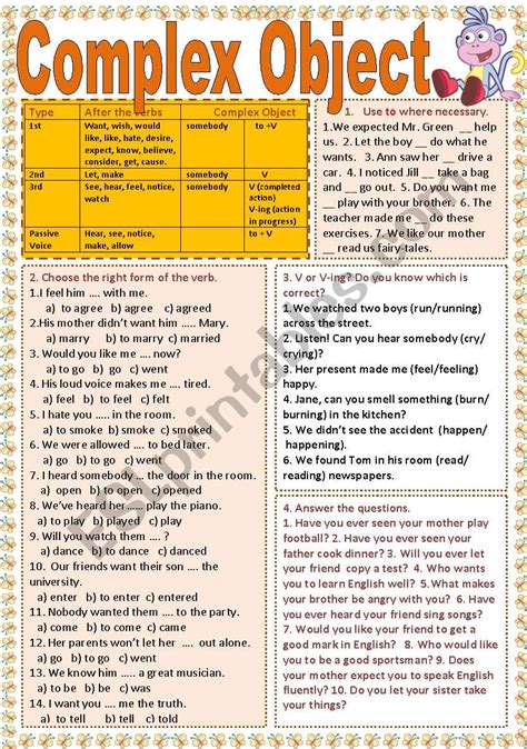 Complex Object Esl Worksheet By Devitsa