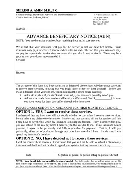 What Is An Advance Beneficiary Notice Abn Doc Template Pdffiller