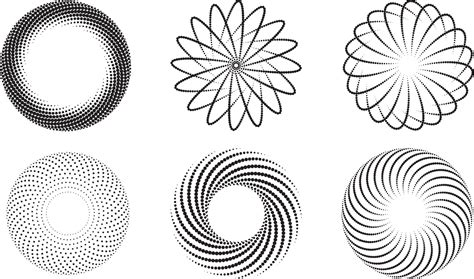 Set Of Spiral Vortex Motion Elementsswirl Spirals Dots Vector