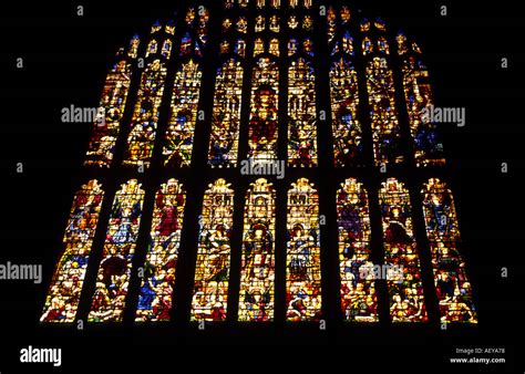 Stained glass window in King s College Chapel Cambridge England Stock ...