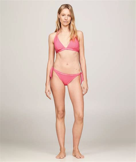 Tommy Hilfiger Slip Bikini Con Laccetti E Logo Rosa Donna