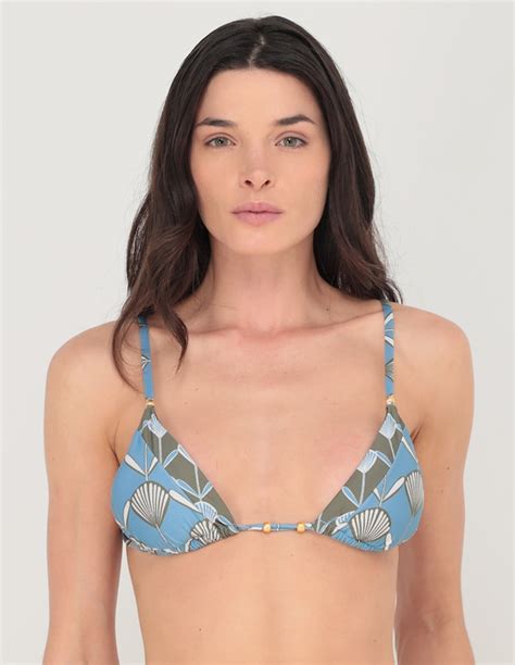 Top Bikini Palmacea Estampado Con Copa Removible Para Mujer
