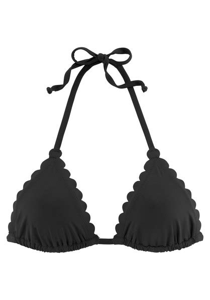 LASCANA Triangel Bikini Top Scallop Schwarz Cup A B 32
