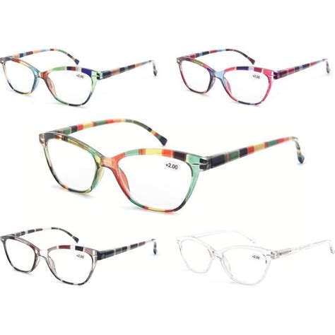 Lot De 5 Lunettes De Lecture 1 75 Femmes Lunettes Loupe Monture Legere