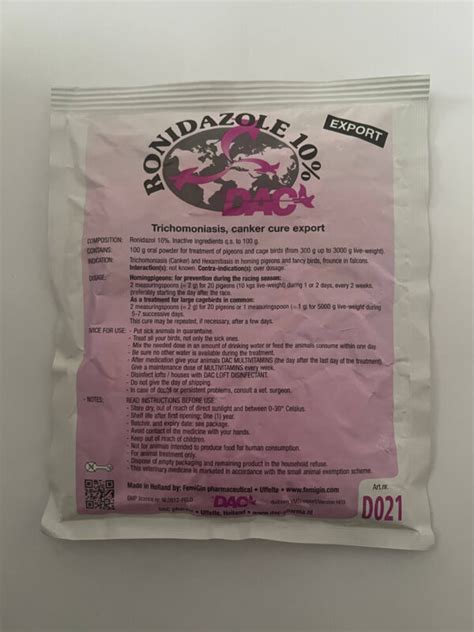 Ronidazole 10% – Produkty Pre Poštové Holuby