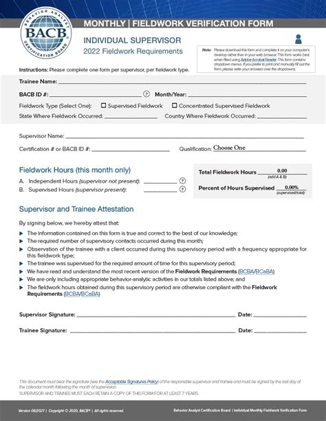 Bacb Monthly Verification Form Printable Forms Free Online