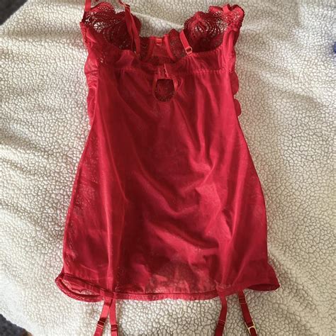 Sexy Red Lace Lingerie Slip Dress Mesh On The Depop