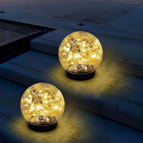 Hhfen Solar Crackle Ball Lights Outdoor Garden Decoration Solar Mirror