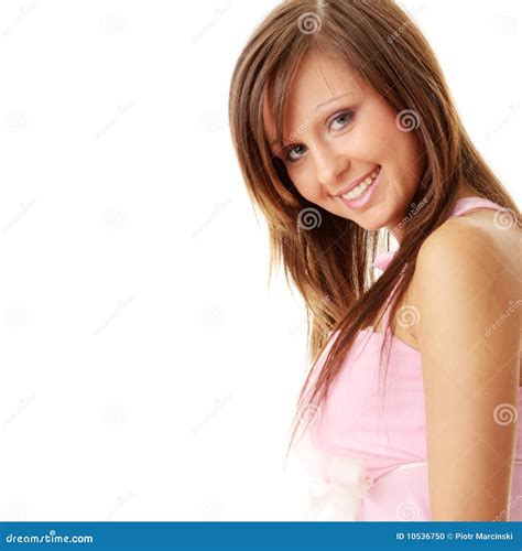 Bella Ragazza Del Brunette Nel Colore Rosa Dolce Fotografia Stock Immagine Di Ballerino