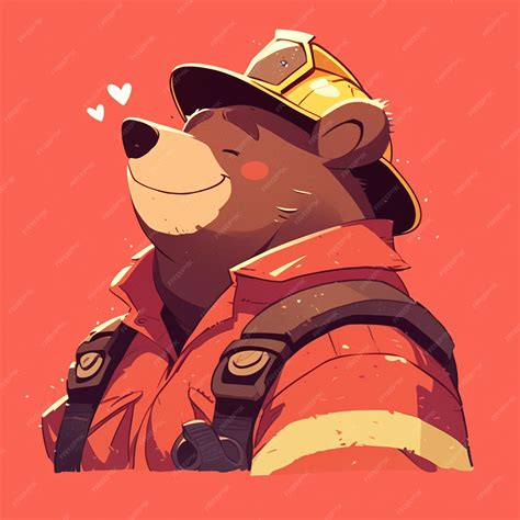 Premium Vector A Brave Bear Firefighter Cartoon Style