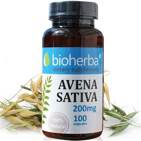 Bioherba Авена сатива / Avena Sativa 200 mg x 100 капсули - BG Health
