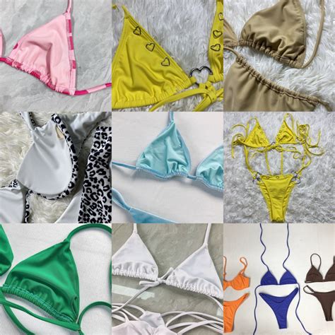 New Design Swimsuit Custom Thong Two Pieces Fashion Bikini Oem Solid Color Swimwear For