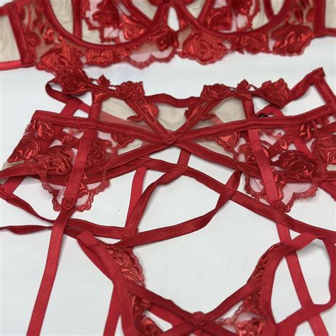 For Love Lemons Red Rose Piece Lingerie Depop