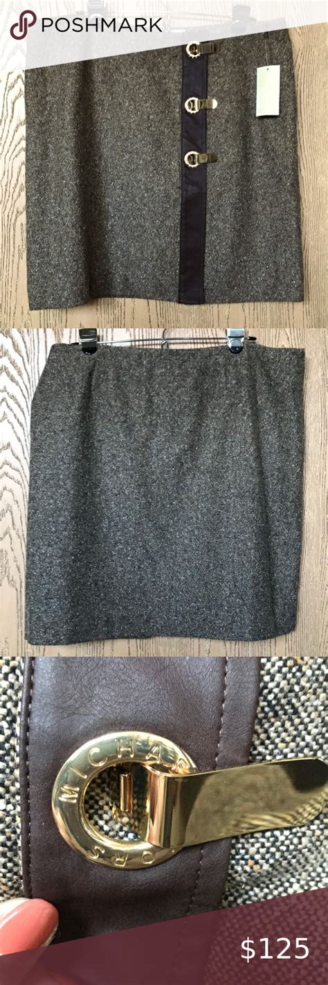 Michael Kors Tweed Skirt Khaki Pencil Skirt Stretch Pencil Skirt