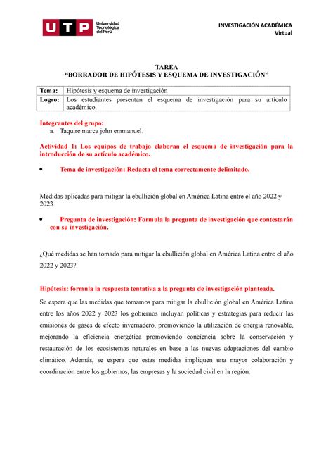 S9 Tarea Borrador de hipótesis y esquema de investigación TAREA