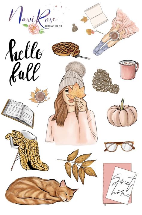 Fall Planner Sticker Pack Seasonal Stickers Journaling Etsy Scrapbook Stickers Printable