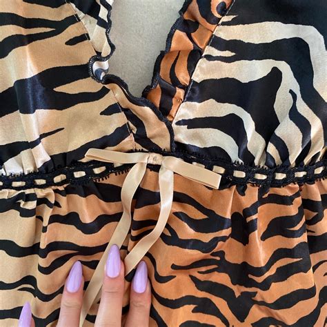 Tiger Print Silk Lingerie Tank Size M Brand Depop