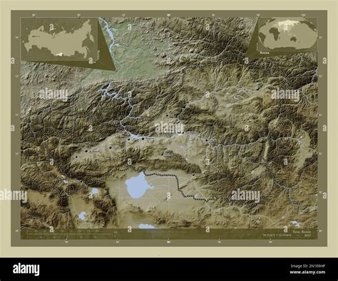 Tuva Republic Of Russia Elevation Map Colored In Wiki Style With