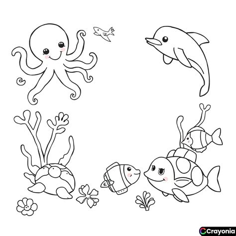 mewarnai gambar binatang laut lucu