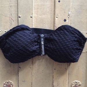 H M Swim Hm Hm Black Zip Texture Strapless Bikini Top Poshmark