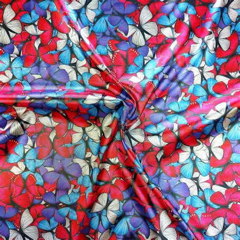 Ткань с бабочками,бабочки на ткани,разноцветные бабочки,красно-фиолето ...