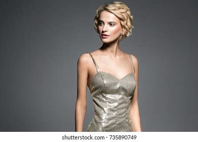 Beautiful Woman Short Blonde Hair Elegant Stock Photo 729348133 Shutterstock