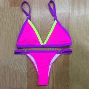 Neon Thong Micro Bikini Solid Colors Set Juhi