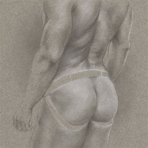 Original Fitness Male Model Nude Pencil And Charcoal On Toned Paper Drawing MATTED Beautiful