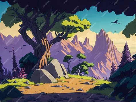 Premium Ai Image Sunny Forest Background For Cartoon Illustration And